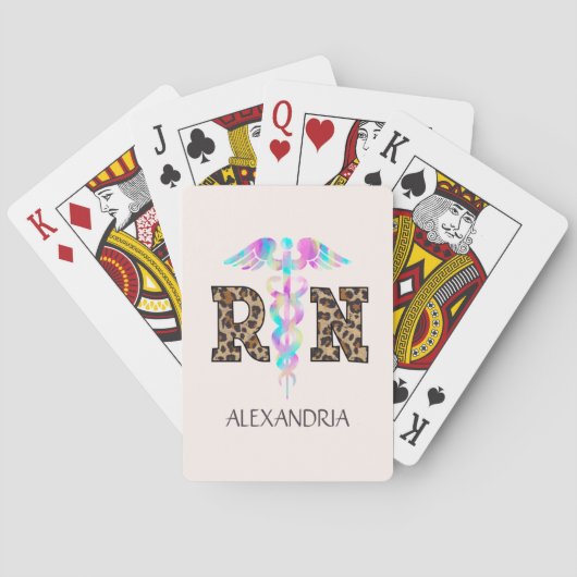 "RN" in Leopard-Printwerbung - farbiges medizinisc Spielkarten (Rückseite)