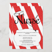 Rn-Krankenschwester-Abschluss lädt roten Einladung (Vorne/Hinten)