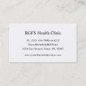 Rn-Krankenschwester-Blatt-Visitenkarten Visitenkarte (Rückseite)