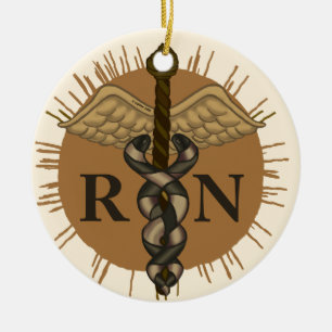 RN-Krankenschwester Caduceus Keramik Ornament