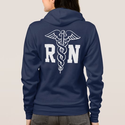RN Krankenschwester Reißverschluss zugemachter Hoodie (Rückseite)