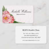 Rn-Krankenschwester-Rosa-Pfingstrose Visitenkarte (Vorne/Hinten)