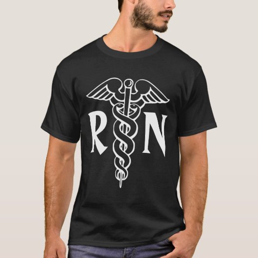 Rn-Krankenschwestert-shirt mit Caduceussymbol T-Shirt (Vorderseite)