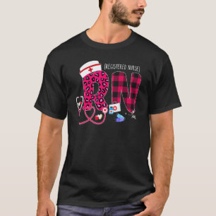 Rn Leopard Karo Krankenschwester Rosa Stethoskop P T-Shirt