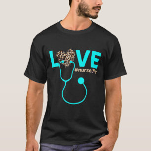 RN LPN CNA Cheetah Heart Leopard Nurse T-Shirt