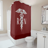 RN Medical Caduceus Rustic Burgund White Duschvorhang (Beispiel)