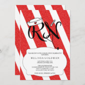 RN Nurse Abschluss lädt zum Spaß beim Rot-Glitzer- Einladung (Vorne/Hinten)