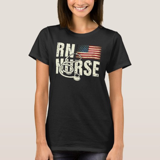 RN Nurse American Flag 4. Juli Veterans US Pat T-Shirt (Vorderseite)