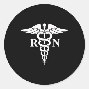 Rn Nurse Caduceus Medical Symbol Nursing Logo Gesc Runder Aufkleber