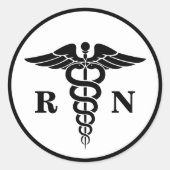RN Nurse Caduceus Symbol Classic Medical Runder Aufkleber (Vorderseite)