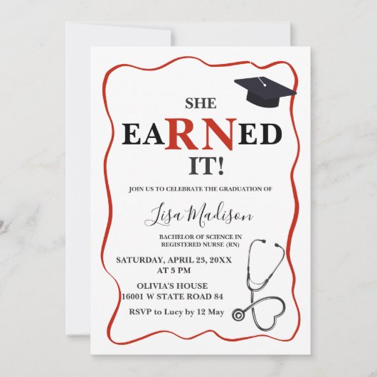 RN Nurse Graduation Party Einladung (Vorderseite)