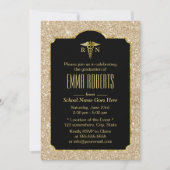 RN Nurse Graduation Party Moderner Gold Glitzer Einladung (Vorderseite)