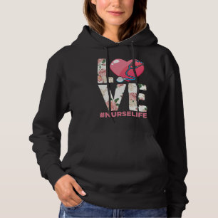 RN Nurse Life Blume Paramedic Stethoscope Herz Hoodie