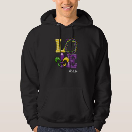 RN Nurse Mardi Gras Leopard Festival Party Hoodie (Vorderseite)