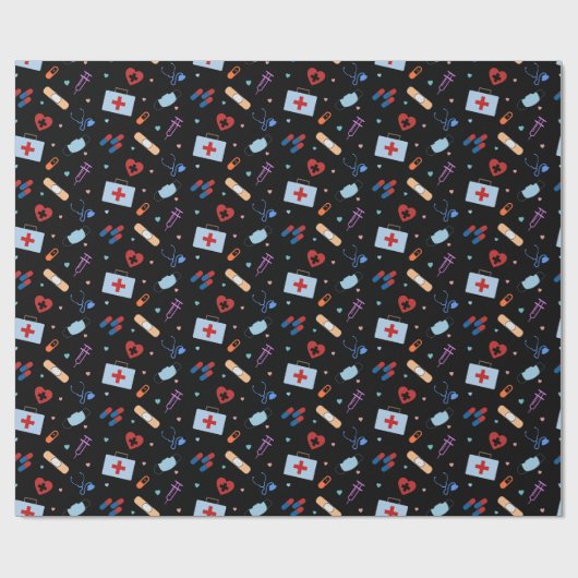 RN Nurse Nursing Student | Medizinisches Muster Geschenkpapier (Flach)