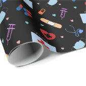 RN Nurse Nursing Student | Medizinisches Muster Geschenkpapier (Rolleneckpunkt)