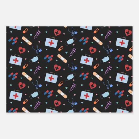 RN Nurse Nursing Student | Medizinisches Muster Geschenkpapier Set (Vorderseite 2)