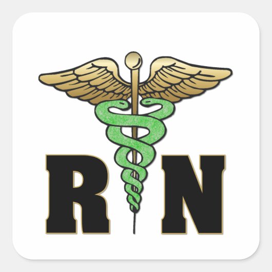 RN Nurse Quadratischer Aufkleber (Vorderseite)