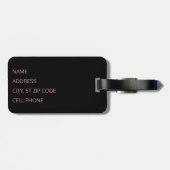 RN Nurse - Rosa und Schwarz Gepäckanhänger (Rückseite horizontal)