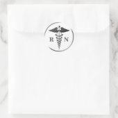 RN Nurse Silver Caduceus Symbol Medical Runder Aufkleber (Tasche)
