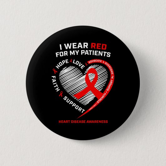 Rn Nurses I Tragen Red Heart Disease Awareness Button (Vorderseite)