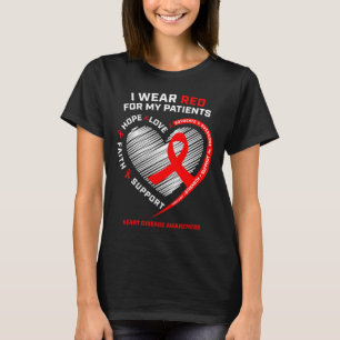 Rn Nurses I Tragen Red Heart Disease Awareness T-Shirt