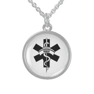 RN Nurses Medical Symbol Schlüsselanhänger Sterling Silberkette