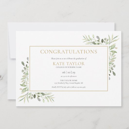 RN Nursing 3 Foto Greenerity Graduation Party Einladung (Rückseite)