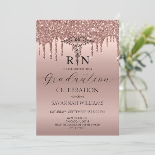 RN Nursing Abschluss Celebration Einladung (Stehend Vorderseite)
