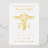 RN Nursing Abschluss Gold Foil Einladung (Vorderseite)