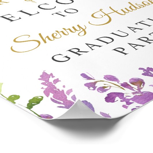 RN Nursing Abschluss Lila Blumengrün Poster (Ecke)