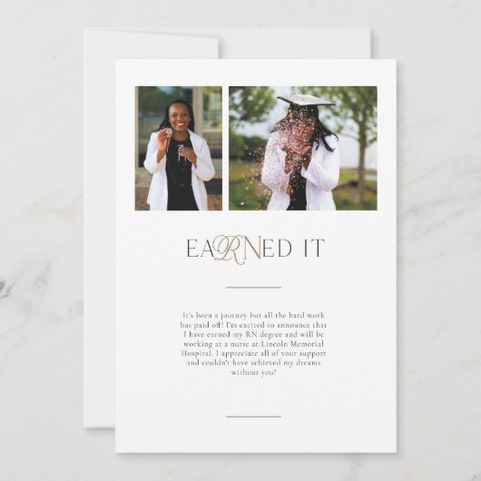 RN Nursing Degree Abschluss Announccard Ankündigung (Rückseite)