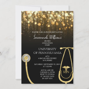 RN Nursing Gold Abschluss Celebration Einladung