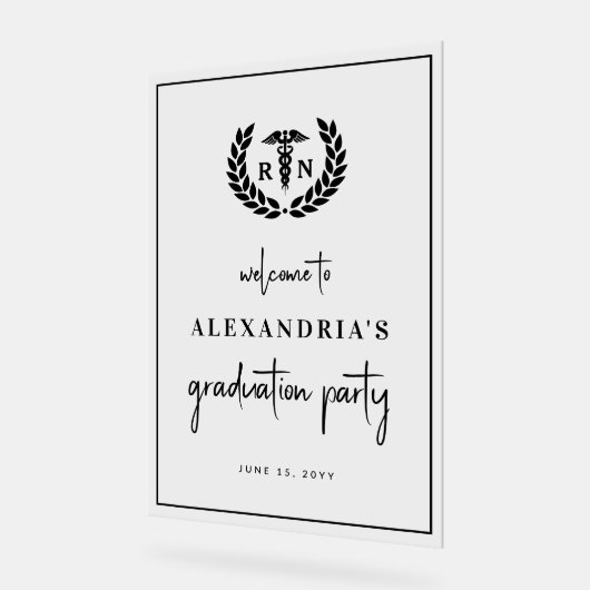 RN Nursing School Abschluss Elegante Begrüßung Acrylschild (Winkel)