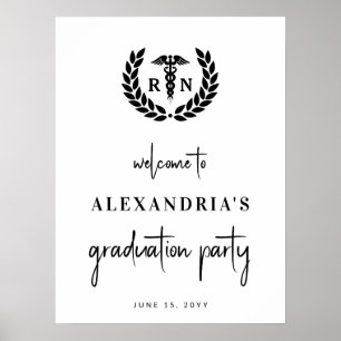 RN Nursing School Abschluss Elegante Begrüßung Poster