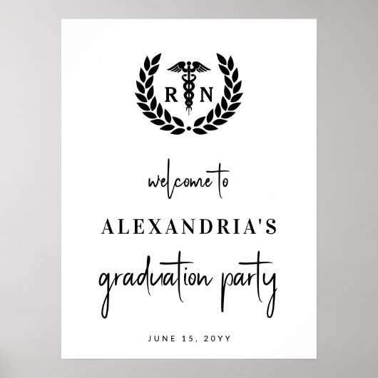 RN Nursing School Abschluss Elegante Begrüßung Poster (Vorne)