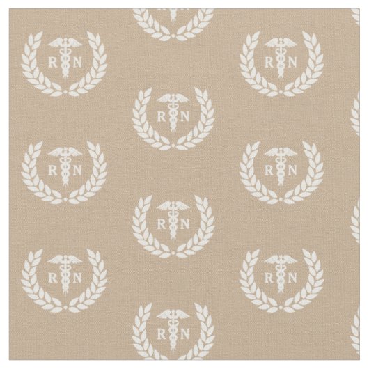 RN Nursing School Abschluss Pattern Beige Stoff (Nahaufnahme)