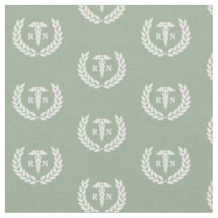 RN Nursing School Abschluss Pattern Sage Green Stoff