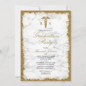 RN Nursing School Gold Marble Foto Abschluss Einladung (Vorderseite)