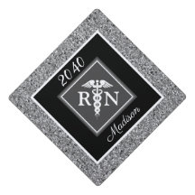RN Nursing School Silver Glitzer Personalisiert