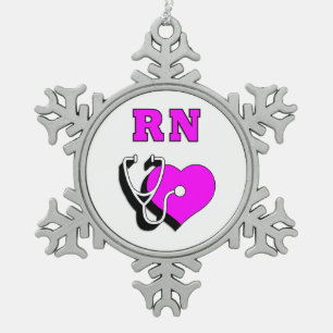RN pflegt Sorgfalt Schneeflocken Zinn-Ornament