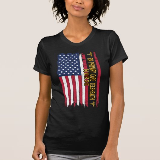 Rn Primary Care Telehealth Nurse American Flag T-Shirt (Vorderseite)