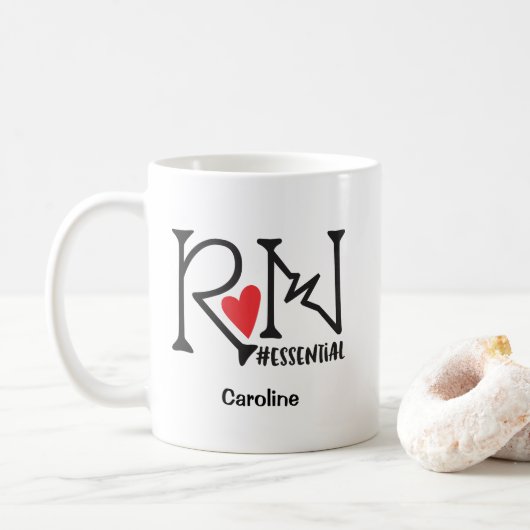 RN Registered Nurential Essential Staff Name Kaffeetasse (Mit Donut)