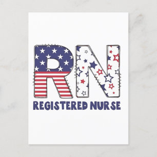 RN Registered Nurse 4. Juli Subtle American Feiertagspostkarte