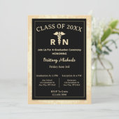 RN Registered Nurse Abschluss Caduceus Einladung (Stehend Vorderseite)