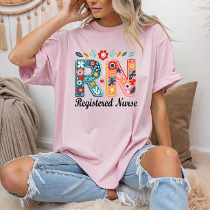 RN Registered Nurse Boho Floral Geschenk für eine T-Shirt