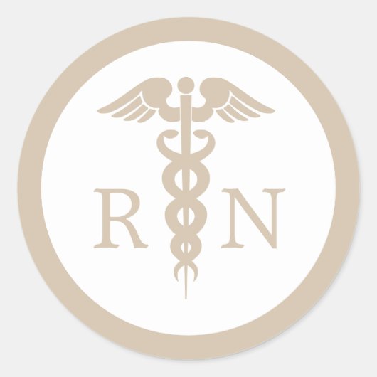 RN Registered Nurse Caduceus Minimalistisch Abschl Runder Aufkleber (Vorderseite)