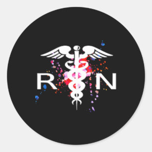 Rn Registered Nurse Caduceus Symbol Runder Aufkleber