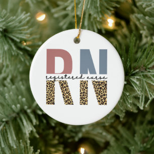 RN Registered Nurse Cheetah Print Nurse Abschluss Keramik Ornament