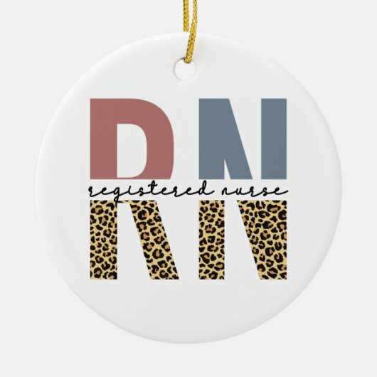 RN Registered Nurse Cheetah Print Nurse Abschluss Keramik Ornament (Vorne)